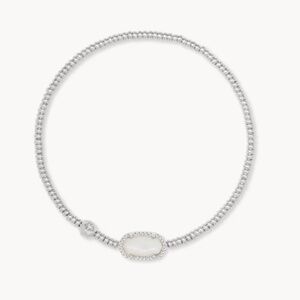 Kendra Scott Grayson Silver Stretch Bracelet in Ivory Mother-of-Pearl